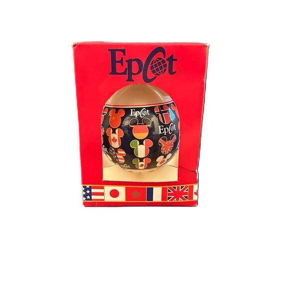 Vintage Disney World Epcot Center Christmas Ornament Mickey World Country Flags - Picture 9 of 16